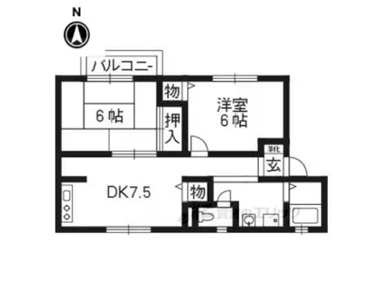 ウインディ彩Ⅱ(2DK/2階)の間取り写真