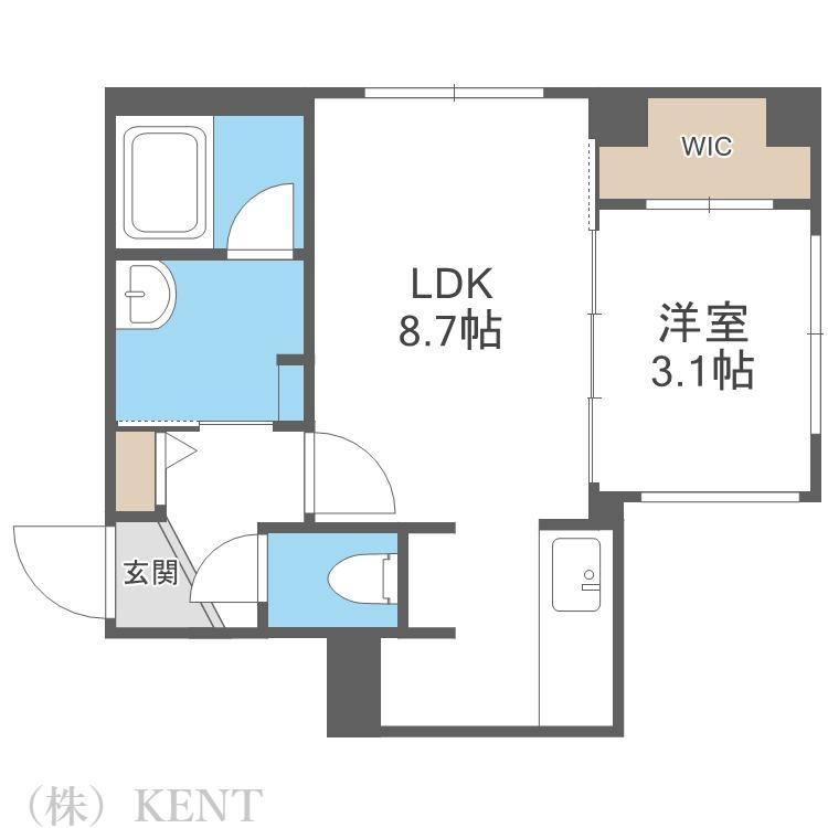 RILASSA西町(1LDK/3階)の間取り写真