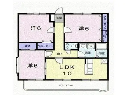 インペリアル山本(3LDK/1階)の間取り写真