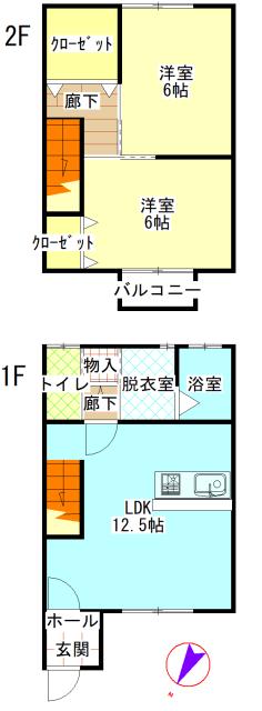 リトメゾン上ヶ市(2LDK/1階)の間取り写真