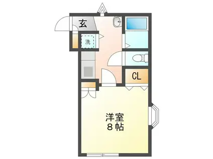 リッツハウスII八町(1K/2階)の間取り写真
