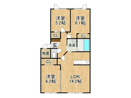 BELL WOOD I(3LDK/1階)の間取り写真