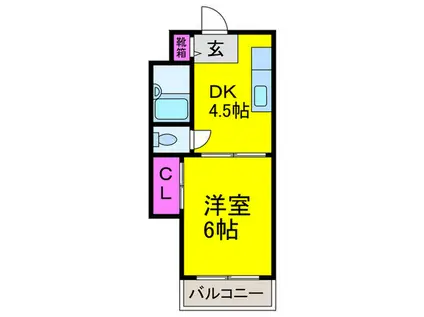 ウエストコーポ喜連(1DK/2階)の間取り写真