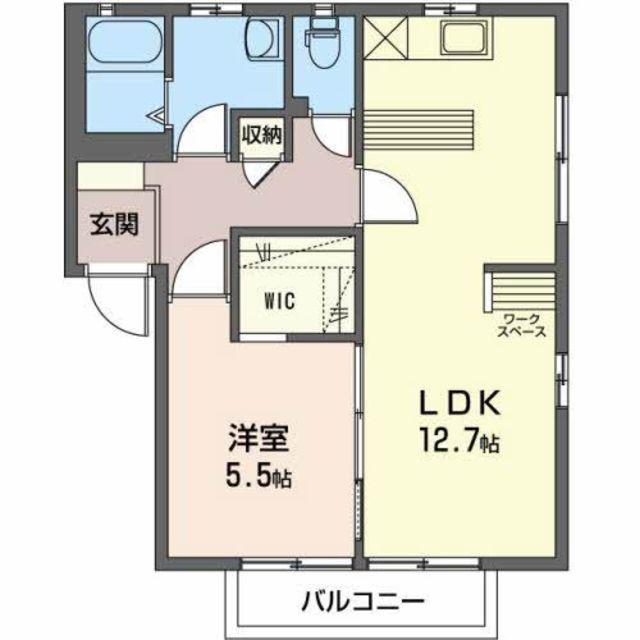 ウエストウインドB(1LDK/1階)の間取り写真