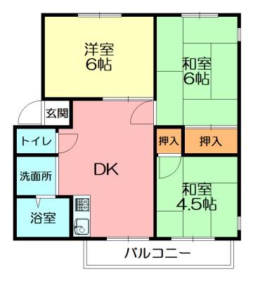 サープラス伊勢原PIII(3DK/1階)の間取り写真