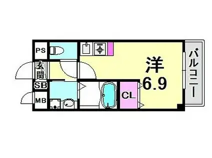 カルム六番町(1K/2階)の間取り写真