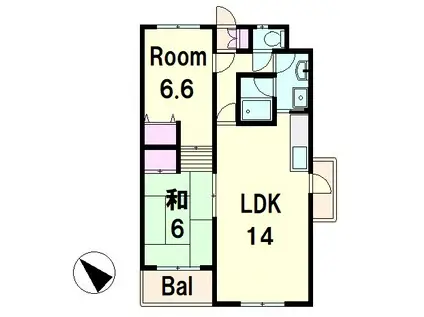 リフレッシュオーク(2LDK/2階)の間取り写真