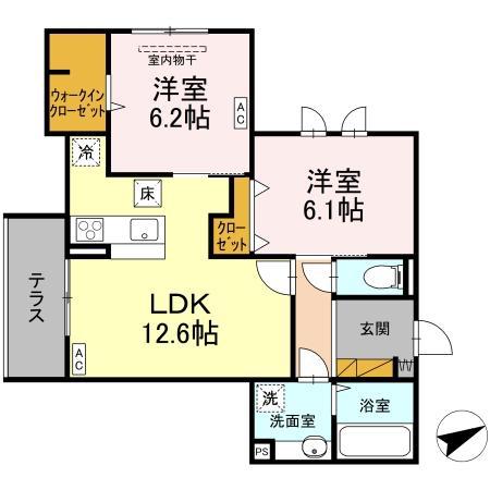 DS LIEN C(2LDK/1階)の間取り写真