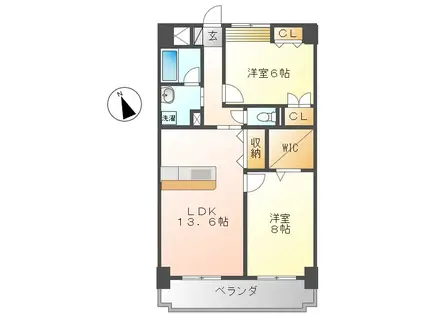 MYM千代田(2LDK/6階)の間取り写真