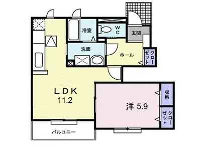サンビタリア(1LDK/1階)の間取り写真