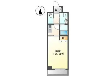 ドゥナーレ畑江通(1K/9階)の間取り写真