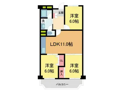 芦屋山ノ手アーバンライフ(3LDK/2階)の間取り写真