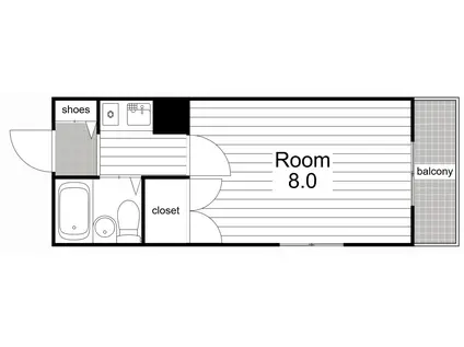 プリンスコート(1K/4階)の間取り写真