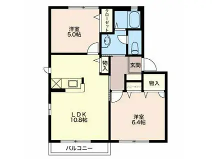 フレグランスOKINO B(2LDK/2階)の間取り写真