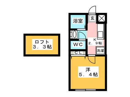 MANOA東海(1K/2階)の間取り写真