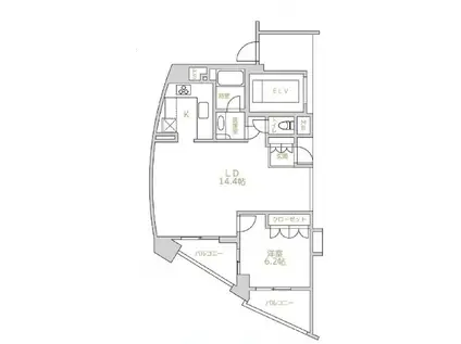 小田急コアロード広尾(1LDK/2階)の間取り写真