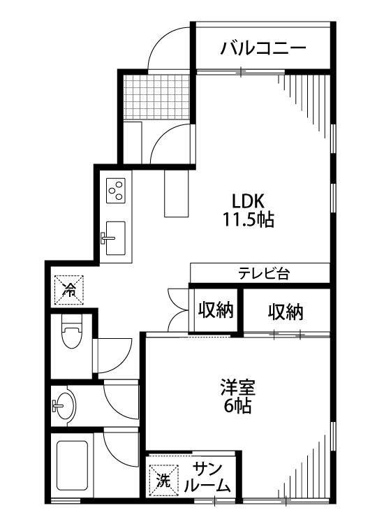 GRANDIR(1LDK/1階)の間取り写真