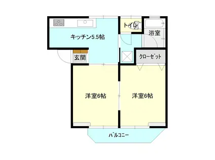 コーポ25(2K/1階)の間取り写真