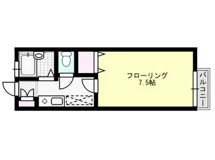 シャルム中村II(1K/2階)の間取り写真