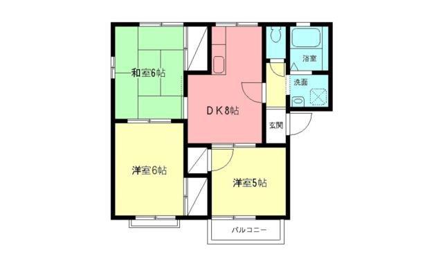 ブルーハイムA(3DK/2階)の間取り写真
