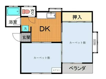 コーポ木蓮II(2DK/1階)の間取り写真