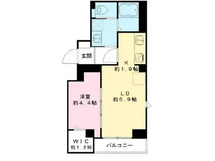 フラッツ平河町(1LDK/1階)の間取り写真