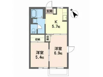 シャンボールA(2K/2階)の間取り写真