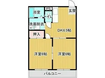高橋コーポ(2DK/3階)の間取り写真