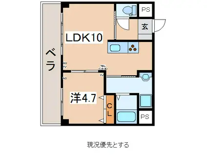 舟山ハイツ(1LDK/3階)の間取り写真