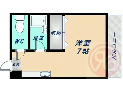 コーポロイヤル(ワンルーム/2階)の間取り写真