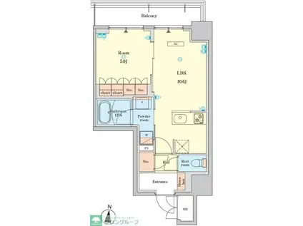 RJRプレシア菊川駅前(1LDK/5階)の間取り写真