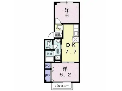 サニーパークI(2DK/2階)の間取り写真