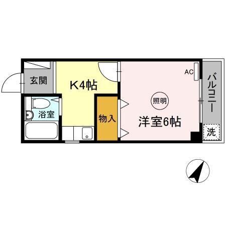 フジミハイツ(1K/2階)の間取り写真