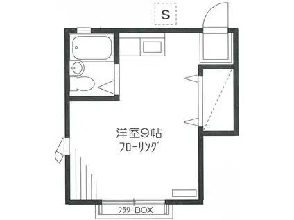 ドミールK(ワンルーム/1階)の間取り写真