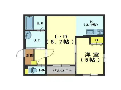 仮 柏木町 30番 マンション(1LDK/3階)の間取り写真