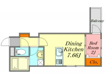セブンプロード五日市リバーサイドII(1DK/1階)の間取り写真