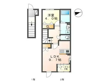 ヴィヴァン セードル(1LDK/2階)の間取り写真
