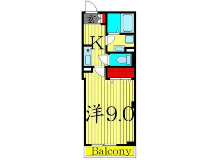 カーサマローネ(1K/3階)の間取り写真