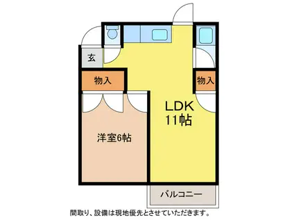 アイリス南開(1LDK/2階)の間取り写真