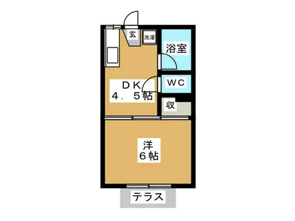 ホワイトパルスギナミB(1DK/1階)の間取り写真