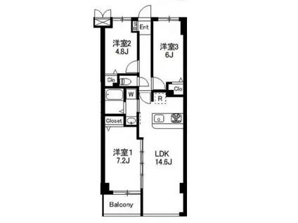 ARTISAN平井(3LDK/4階)の間取り写真