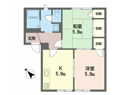 アミイコートA(2K/1階)の間取り写真