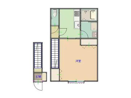 リバーサイド(1K/2階)の間取り写真