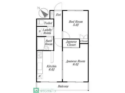 中銀第2音羽マンシオン(2DK/4階)の間取り写真