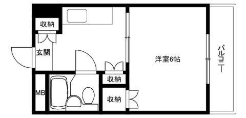パークサイドマンション(1DK/3階)の間取り写真