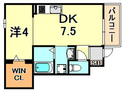 クレールベルヴィル立花C(1DK/1階)の間取り写真