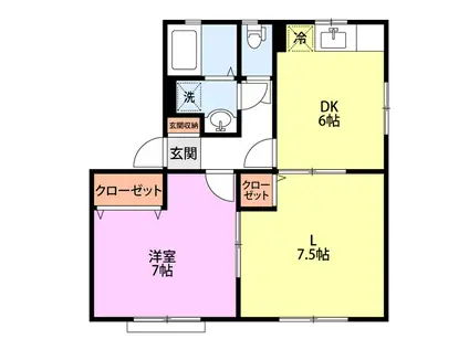 グランソシエ(2DK/2階)の間取り写真