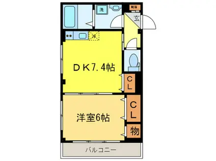 CREST ISLAND 722(1DK/3階)の間取り写真