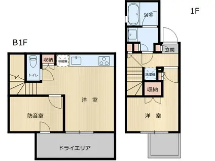 PASEO白山I・II(1SLDK/地下階)の間取り写真
