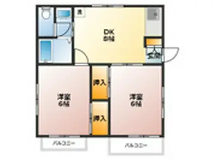 ハイツ井口(2DK/2階)の間取り写真